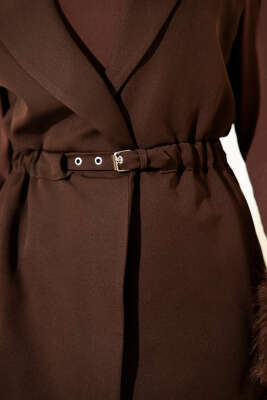 Kruvaze Yaka Kemerli Yelek Kahve - Günün Seçilenleri