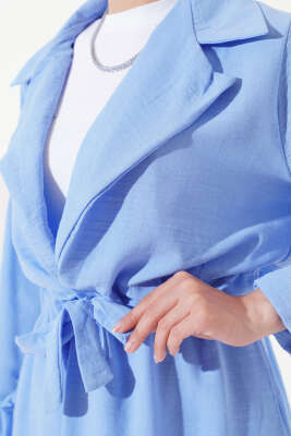 Kruvaze Yaka Keten İkili Takım Mavi - İKİLİ TAKIM