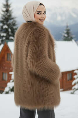 Kruvaze Yaka Kürklü Mont Vizon - Mont