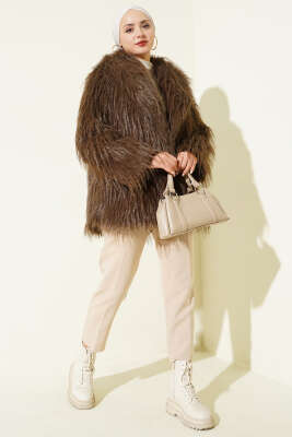 Kruvaze Yaka Kürklü Mont Vizon - Mont