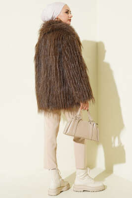 Kruvaze Yaka Kürklü Mont Vizon - Mont