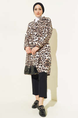 Kruvaze Yaka Leopar Desen Trençkot Leopar - 500-700 TL Ürünler