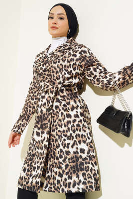 Kruvaze Yaka Leopar Desen Trençkot Leopar - 500-700 TL Ürünler
