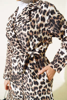 Kruvaze Yaka Leopar Desen Trençkot Leopar - 500-700 TL Ürünler