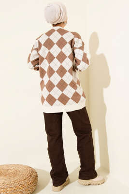 Küçük Baklava Desenli Triko Tunik Bej - Tunik