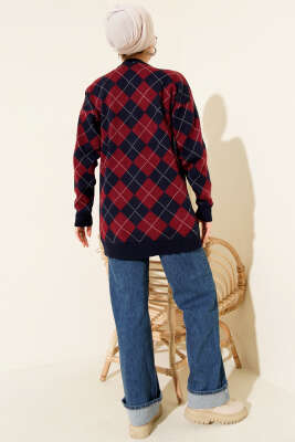 Küçük Baklava Desenli Triko Tunik Lacivert - Tunik