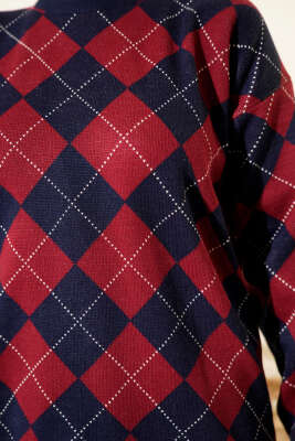 Küçük Baklava Desenli Triko Tunik Lacivert - Tunik