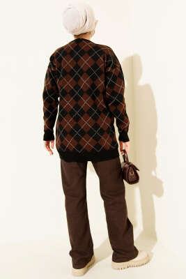 Küçük Baklava Desenli Triko Tunik Siyah - Tunik