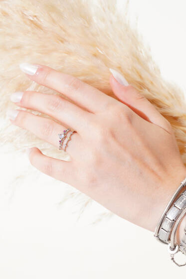 Küçük Taşlı Yüzük Gümüş - Yüzük