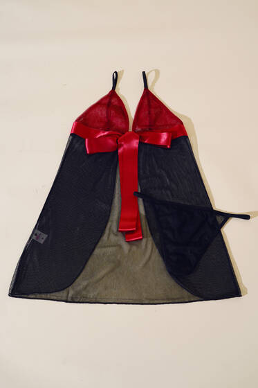 Kurdale Detaylı Fantazi Gecelik Siyah - İç Giyim