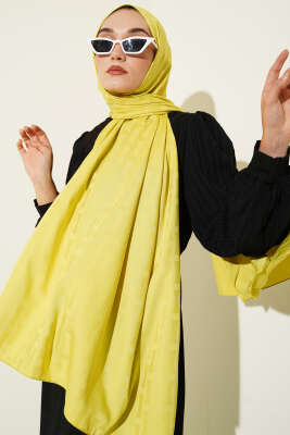 Kum Saati Desen Jakar Şal Yağ Yeşili - MODA KAPRİS