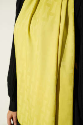 Kum Saati Desen Jakar Şal Yağ Yeşili - Başörtüsü