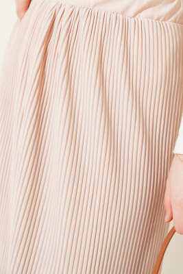 Kumaşı Piliseli Kalem Etek Bej - Yılın Fırsatı