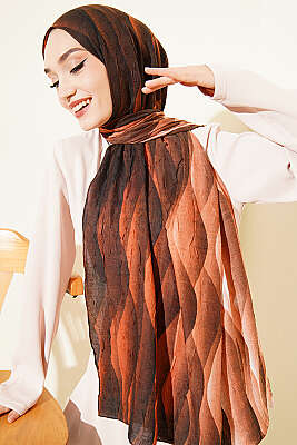 Kumul Degrade Desen Liva Modal Kraş Şal Camel - MODA KAŞMİR