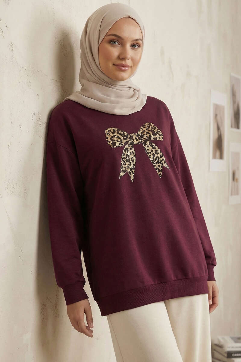 Kurdele Baskılı Tunik Burgonya