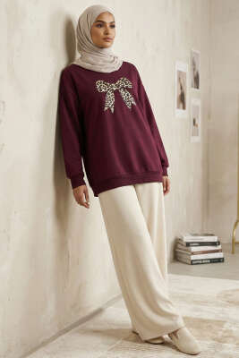 Kurdele Baskılı Tunik Burgonya - Tunik