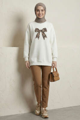 Kurdele Baskılı Tunik Ekru - Tunik