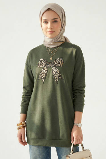 Kurdele Baskılı Tunik Haki - Tunik