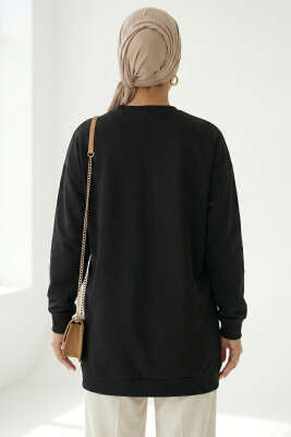 Kurdele Baskılı Tunik Siyah - Tunik