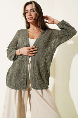 Kurdele Desenli Delikli Hırka Nefti - Hırka