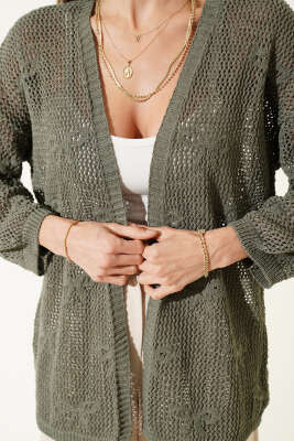 Kurdele Desenli Delikli Hırka Nefti - Hırka