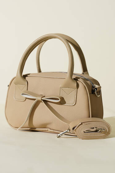 Kurdele Detaylı Kol Çantası Bej - Kol Çantası