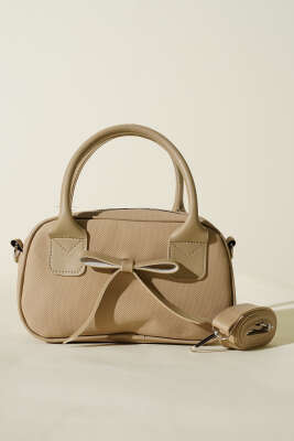 Kurdele Detaylı Kol Çantası Bej - Kol Çantası