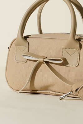 Kurdele Detaylı Kol Çantası Bej - Kol Çantası