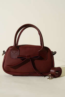 Kurdele Detaylı Kol Çantası Bordo - Kol Çantası