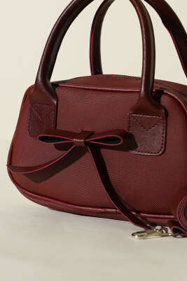 Kurdele Detaylı Kol Çantası Bordo - Kol Çantası