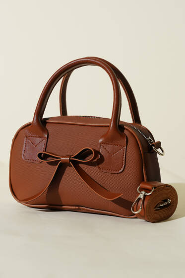 Kurdele Detaylı Kol Çantası Taba - Kol Çantası