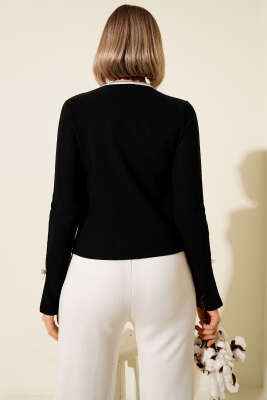 Kurdele Fiyonklu Fitilli Bluz Siyah - Kadın Giyim Modelleri