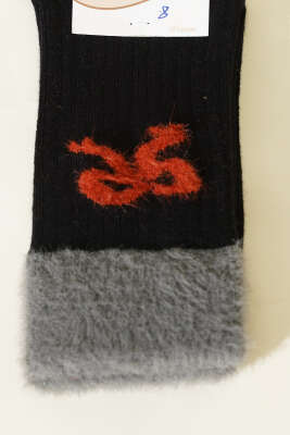 Kurdele Sakallı Detaylı Kadın Soket Çorap Siyah - Soket Çorap