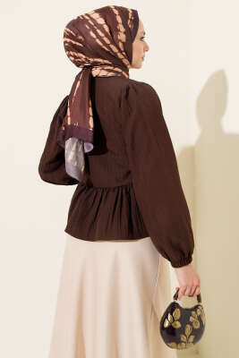 Kurdeleli Fırfır Detaylı Gömlek Kahve - Gömlek