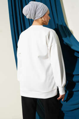 Kürk Cepli Scuba Tunik Beyaz - Tunik