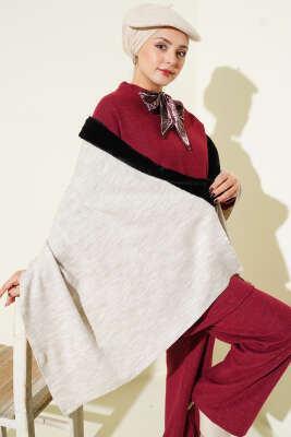 Kürk Detaylı Omuz Şalı Bej 