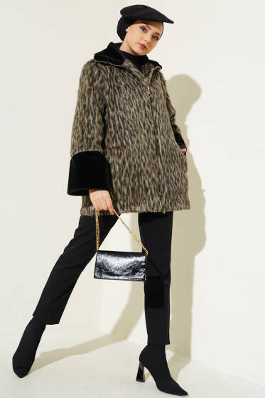 Kürk Garnili Fermuarlı Ceket Vizon - Ceket