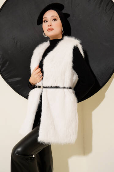 Kürklü Kemerli Yelek Taş - Yelek