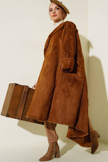 Kürklü Uzun Süet Kaban Taba - Kaban