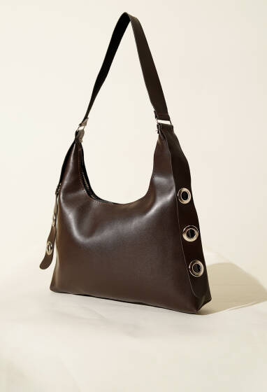 Kuş Gözü Detaylı Çanta Acı Kahve - Kol Çantası