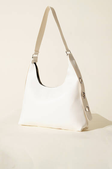 Kuş Gözü Detaylı Çanta Beyaz - Kol Çantası