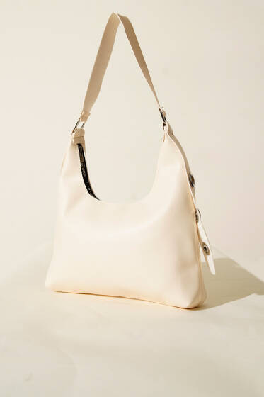 Kuş Gözü Detaylı Çanta Krem - Kol Çantası