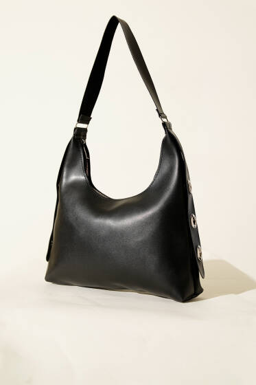 Kuş Gözü Detaylı Çanta Siyah - Kol Çantası