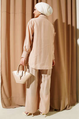 Kuş Gözü Detaylı Tunik İkili Takım Camel - 700-1000 TL Ürünler