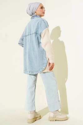 Kuş Nakışlı Sakallı Kot Ceket Kot Mavisi - Ceket