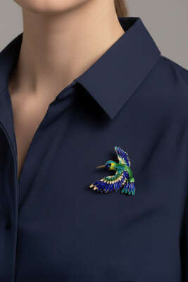 Kuş Taşlı Broş Gold - KONYALI BİJUTERİ