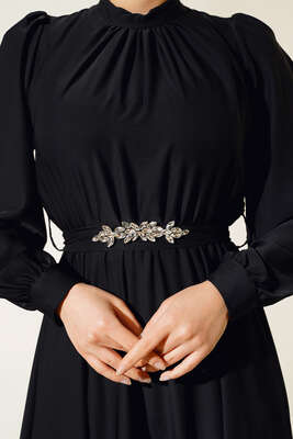 Kuşağı Taşlı Elbise Siyah - 700-1000 TL Ürünler