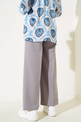 Kuşak Bağlamalı Dabıl Pantolon Gri - Pantolon