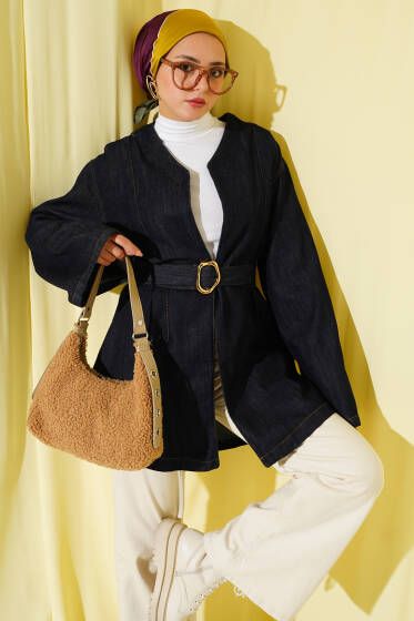 Kuşak Detaylı Kimono Kot - Dış Giyim&Mont