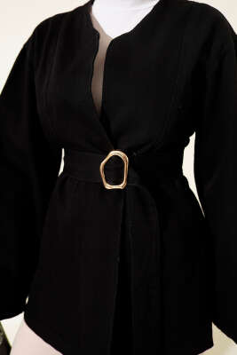 Kuşak Detaylı Kimono Siyah - Dış Giyim&Mont